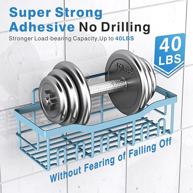 EUDELE 5-Pack Rustproof Stainless Steel Shower Caddy – No Drill Adhesive Bathroom Organizer with Large Capacity, Spacious Shower Shelves for Inside Shower, Kitchen & Home Decor Storage - XL Size
