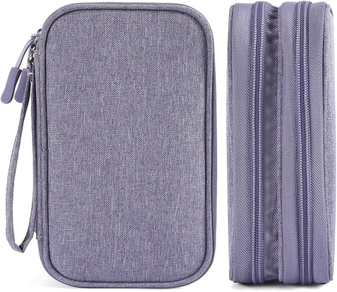 Travel Electronic Organizer Pouch Bag, Waterproof Portable Electronic Accessories Storage Multifunctional Case for USB, Cable, Cord, Charger, Phone, Power Bank, Earphone (Purple, Large)