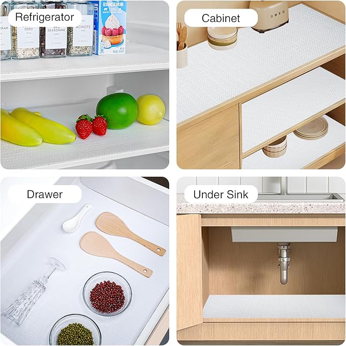 Drawer and Shelf Liner for Kitchen Cabinet,Non-Adhesive Cabinet Liner 12in x 30FT,Waterproof Shelf Paper Non-Slip Mats Cupboard Liners Contact Protect Dresser/Shelves/Table-White
