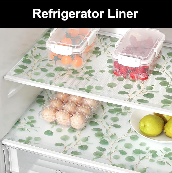 Cooyes Shelf Liners for Kitchen Cabinets Refrigerator Liners Waterproof & Oil-Proof Kitchen Cupboard Liner Drawer Mats EVA Material Non Adhesive Fridge Liner for Shelves（11.8" W x 236" L）
