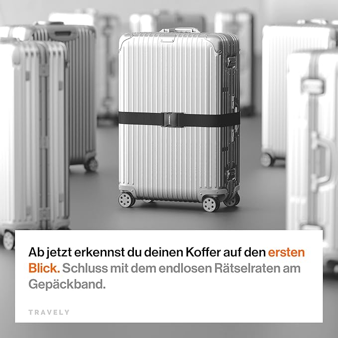 TRAVELY Luggage Straps - Particularly conspicuous & Secure - Incl. 2 Name Tags - Luggage Strap Ideal crosswise - [Set of 2]