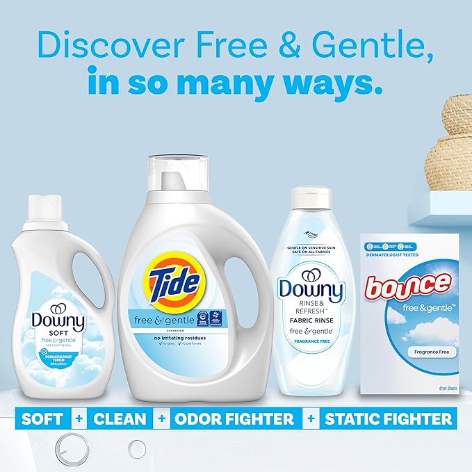 Tide Free & Gentle Liquid Laundry Detergent, 80 Loads, 105 fl oz, Tide Laundry Detergent, Clean Laundry Detergent