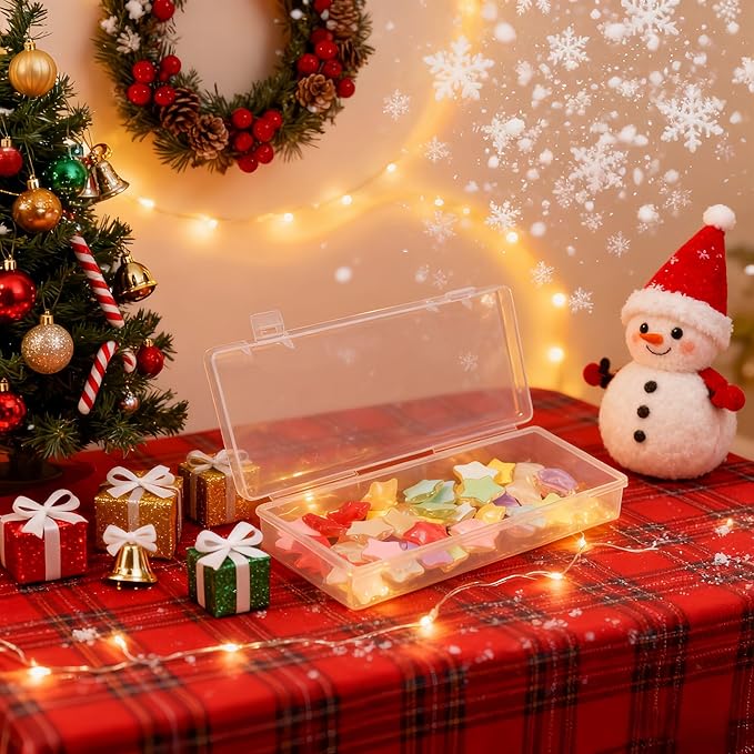 LJY 10 Pieces Rectangular Empty Mini Clear Plastic Organizer Storage Box Containers with Hinged Lids (6.1 x 2.6 x 1.2 inch, Transparent)