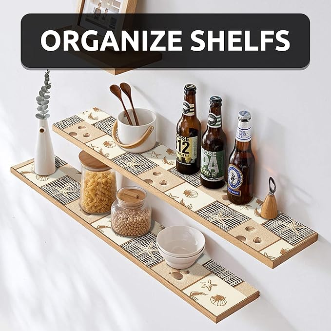 FIFTY FEET 18X96 Inch Shelf Liner for Kitchen Cabinets, PVC Drawer Liner for Dresser Non-Slip Bathroom, Non-Adhesive Cabinet Liner Washable (Beach)(1 Roll)