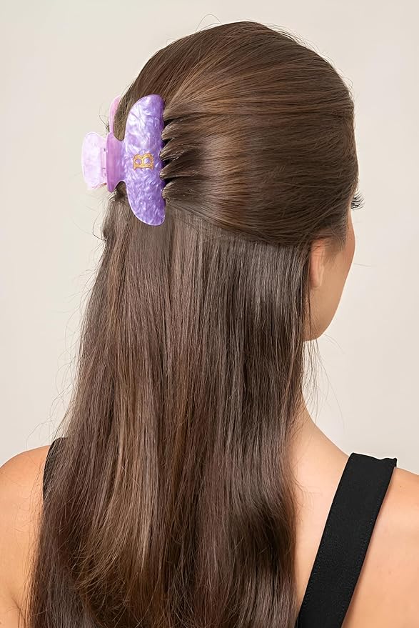 Acrylic Letter Hair Clips for Women - Purple Monogram Hair Claw Alphabet Large Hair Clip, Fashion Glitter Claw Clips Elegant And Durable Hair Accessory, Letter L