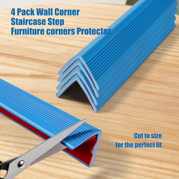 Wall Corner Protectors 4 Pack, 1.57x1.57x23.62x0.12 inch PVC Double-Sided Proof Corner Guards for Sharp Edges, Self-Adhesive Corner Protectors for Home, Kindergarten, Thickness-3mm (0.12 in)