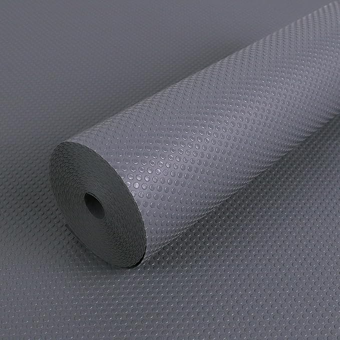 FLPMIX 16" Cabinet Shelf Liners Dark-Grey: Waterproof Kitchen Drawer Mat 16 x 300 Inch - Easy to Cut Small Cupboard Liner for Closet Pantry Shelving