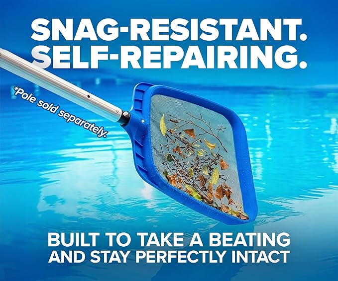 Pool Leaf Skimmer Net for Cleaning // Heavy Duty Pool Leaf Skimmer Attachment - Oversized 17 Inch with Self-Repairing Net // The Ultimate Pool Skimmer Replacement Net (Pole Sold Separately)