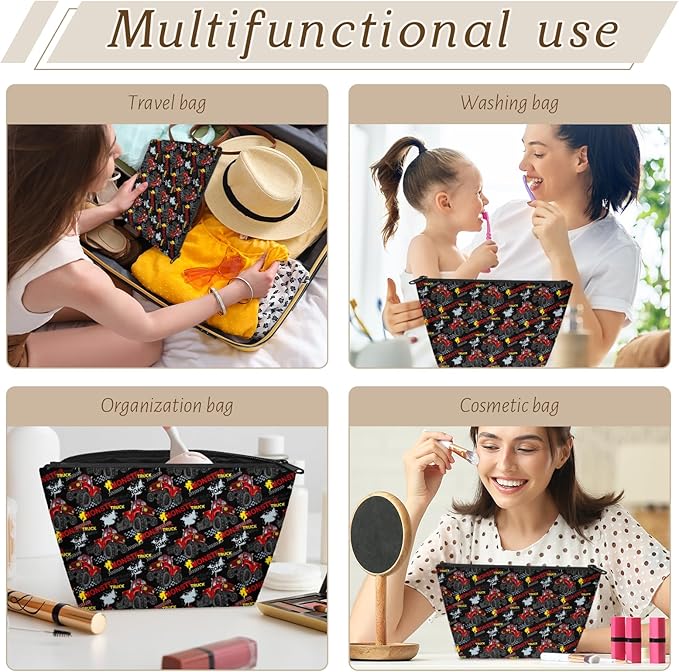 Truck Kids Toiletry Bag Travel Cosmetic Makeup Organizer Wash Shower Bags Over Night Bags Camping Shaving Kit Handbags for Boys Girls