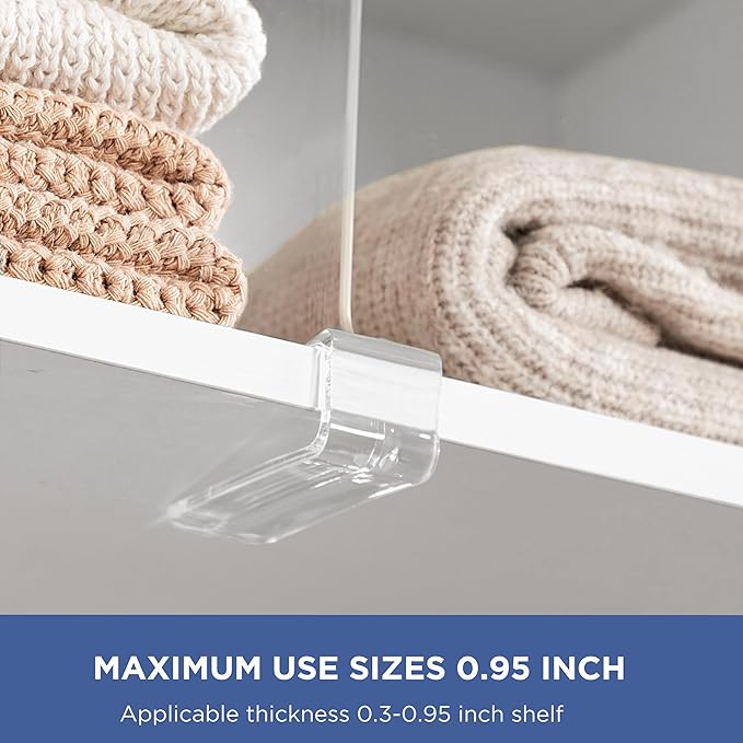 HBlife 3 Pack Clear Shelf Dividers, Vertical Purse Organizer for Closet Perfect for Sweater, Shirts, Handbags in Bedroom and Kitchen, Adjustable Acrylic Bookshelf for Organization