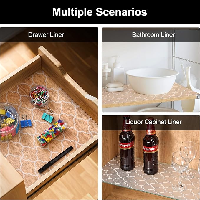 Cooyes Shelf Liner – Premium Non-Adhesive Cabinet & Drawer Liner for Kitchen – Waterproof Shelf Paper with Modern Pattern – Durable EVA Cabinet Mat – Easy to Cut (23.6" W x 236" L)