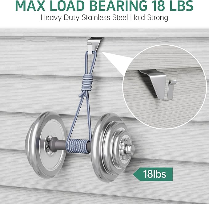 Vinyl Siding Hooks, (30 Pack) Heavy Duty Stainless Steel Siding Clips, No Drill No-Hole Needed Outdoor Hooks for Hanging Lights Wreath Hangers Plant Things on Patio Porch Decor