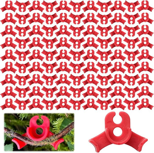 100 Pcs Plant LST Cilps, Adjustable Low-Stress Plant Training Clips, Reusable 90-Degree Bendable Clips to Bend for Tomatoes Cucumbers Beans Climbing Plants in Indoor or Outdoor Gardens (Red)