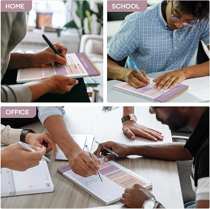 Taja To Do List Notepad - To Do List Notebook for Work with 52 Sheets, 9.8" x 6.5", Undated Daily Planner Perfect for Daily Tasks and Goal Setting, Notepad Suitable for Office, Home & School - Purple