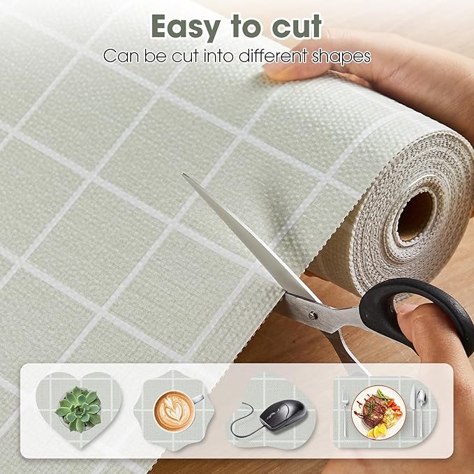 Drawer and Shelf Liner, Non-Slip Kitchen Cabinet Liners Non-Adhesive Thick Strong Grip Waterproof Washable Mats Protect Dresser Shelves Cupboard Bathroom Cabinets, Light Green, 18 in X 10 FT