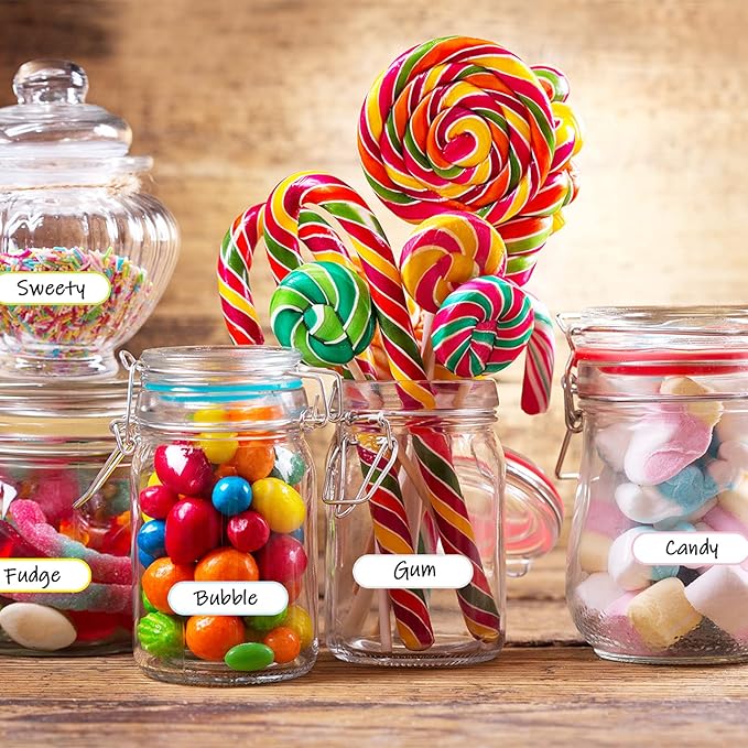 132 Pieces Removable Food Labels Stickers Waterproof Kitchen Labels for POP Food Storage, Home Organization with Marker Pen, 3 Sizes (Colorful)