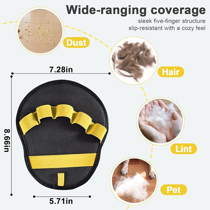 Lonfliness Pet Hair Fur Removal Mitt Glove for Cats Dogs 5-Finger Electrostatic Reusable Pet Hair Remover Brush Tool for Couch Furniture Carpet Laundry Clothing