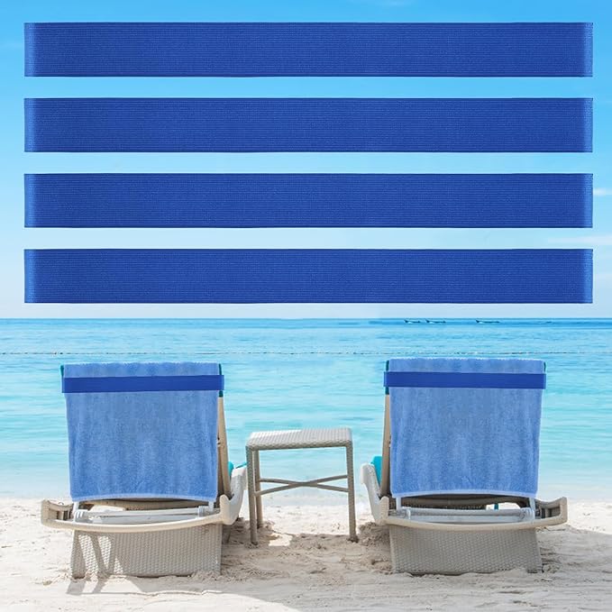 Beach Towel Bands (4 Pack), Beach Chair, Pool Chairs & Cruise Ship Essentials, The Better Towel Chair Clips Towel Holder Beach Towel Clips(Blue)