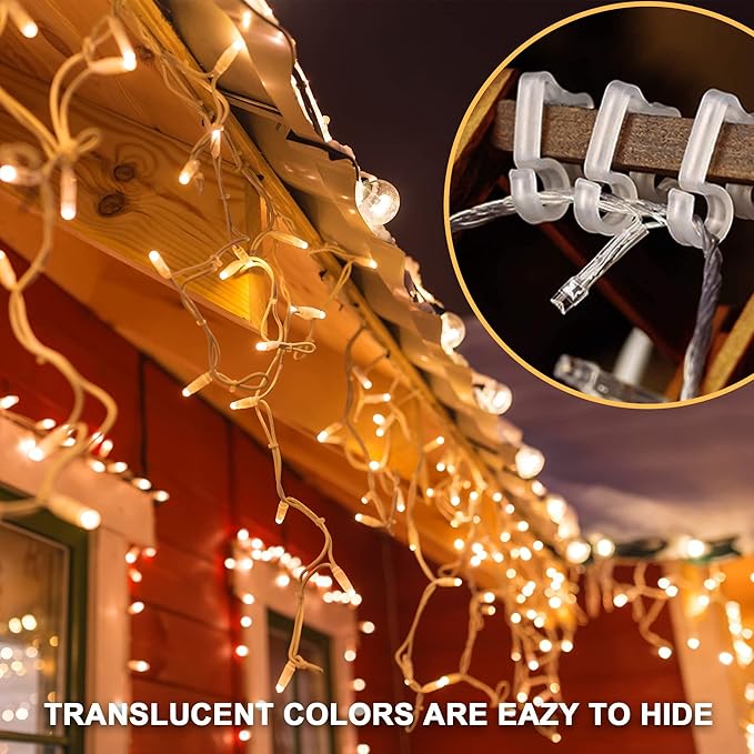 Holiday Light Clips Christmas Light Clips Outdoor Hang Gutter Hooks for Christmas Decoration String Lights Weatherproof Outdoor Lights Clips for Halloween Xmas (100 Pieces)