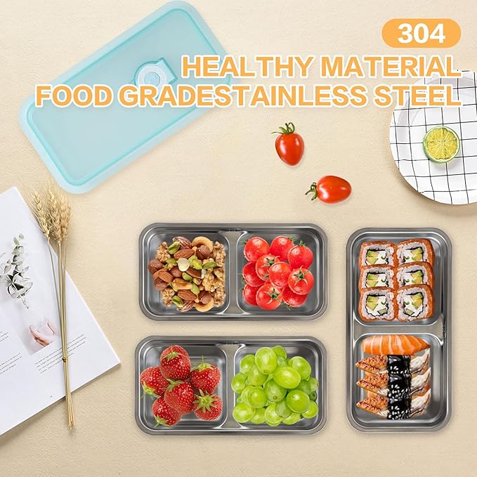 Obfuscate Stainless Steel Snack Containers,Reusable Snack Containers with Lids,Snack Box and Lunch Container for Office and Travel 2Pcs