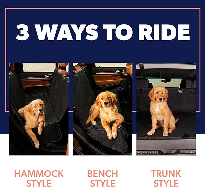 Active Pets Beige XL Dog Car Hammock Back Seat Cover, Waterproof Backseat Cover Protector for Truck Bench Rear of Sedans or SUVs, Essential Pet Supplies Vacuum or Wipe Clean, Machine Washable