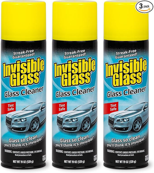 Invisible Glass 91164-3PK Premium Aerosol Glass Cleaner Spray for Car Windshields and Windows, Automotive and Home Window Cleaner, Streak-Free, Ammonia-Free, Tint-Safe – 19 oz (Pack of 3)