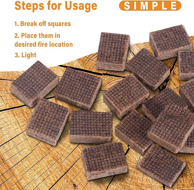 HGD Larger 32pcs Fire Starter, Natural Fire Starters for BBQ, Campfire, Fireplace, Charcoal, Wood Stove, Chimney, Fire Pit, Grill, Smoker, Indoor Outdoor Use
