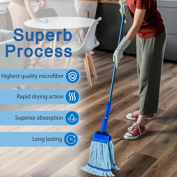 10 Pack - Large Microfiber Tube Mop 400GSM - Heavy Duty Industrial Wet Mop Head Refill, Commercial, Thick Fiber, Replacement Heads, Extra Absorbent