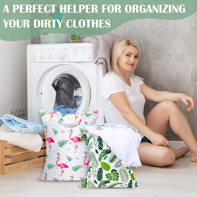 2 Pcs Large Travel Laundry Bags - Waterproof with Handle, Washable Dirty Clothes Bags for Travel, Wet/Dry Bag for Gym, Swimming Pool, College Dorm