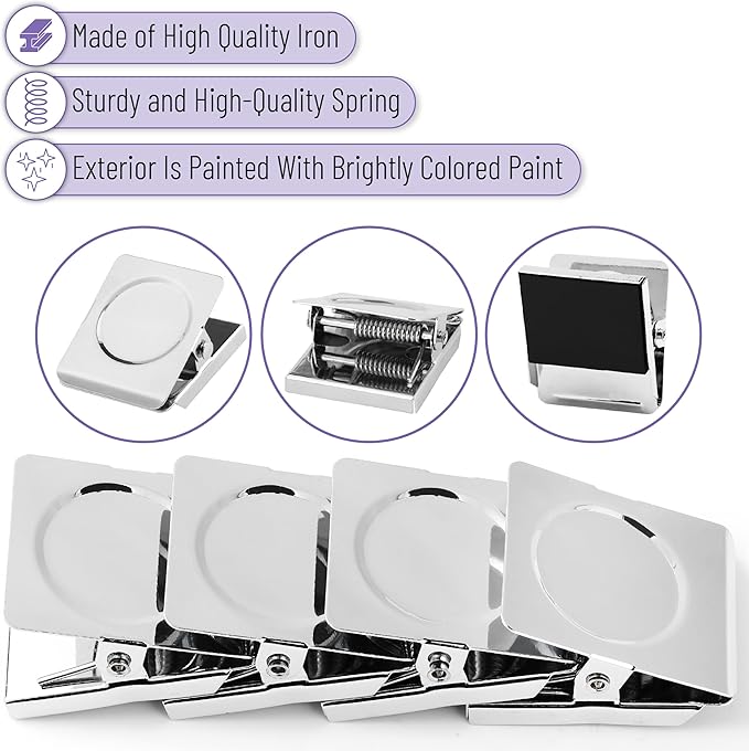 Mr. Pen- Magnetic Clips, 12 Pack, 1.5", Silver, Metal Magnetic Clips for Refrigerator