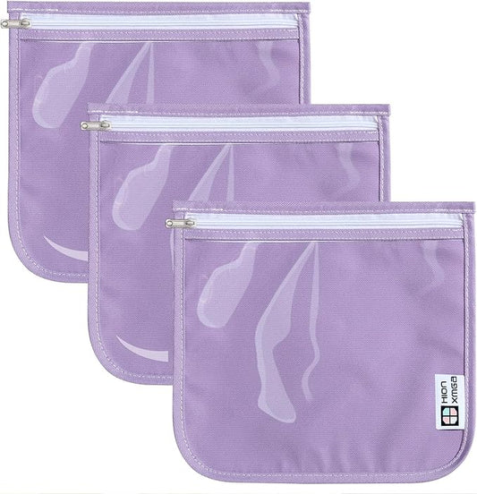 TSA Approved Toiletry Bag, Set of 3 Clear Travel Toiletry Bag Quart Size Zipper Travel Pouch, Waterproof Makeup Cosmetic Bag for Women Men Kids Toiletries Carry on, Purple Large