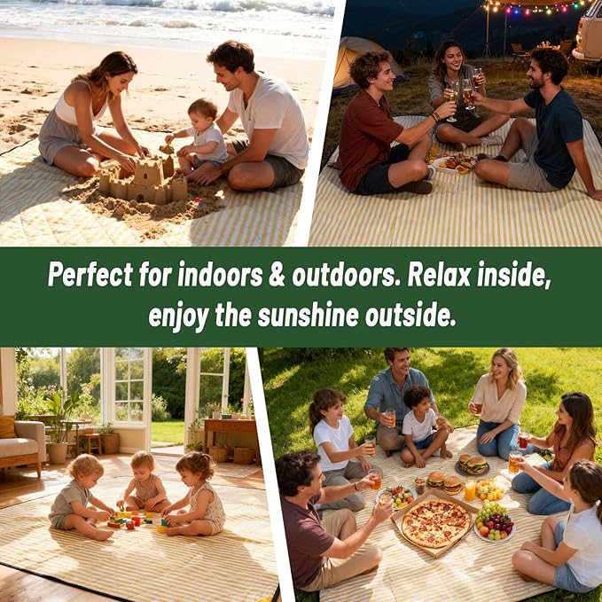 Extra Large Picnic Blanket Waterproof 80"x80" – Outdoor Blanket for Beach, Grass, Park, Lawn, Camping, Sandproof & Foldable, Wedding Registry Gift, Portable Mat for Family Picnics