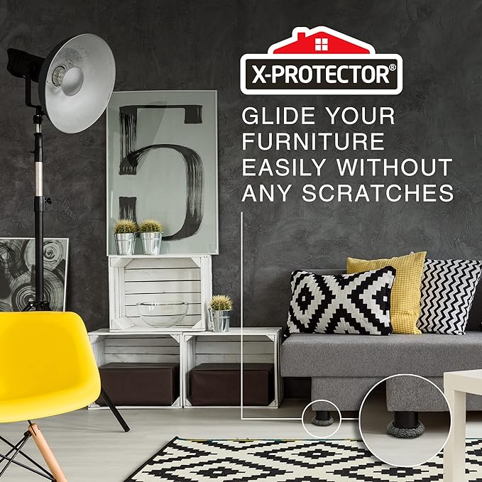 Furniture Sliders X-PROTECTOR - 4+4 Pack 5” - Multi-Surface Furniture Sliders for Carpet & Hard Floors - 4 Furniture Movers for Carpeted Floors and 4 Hardwood Socks - Move Your Furniture Easily!