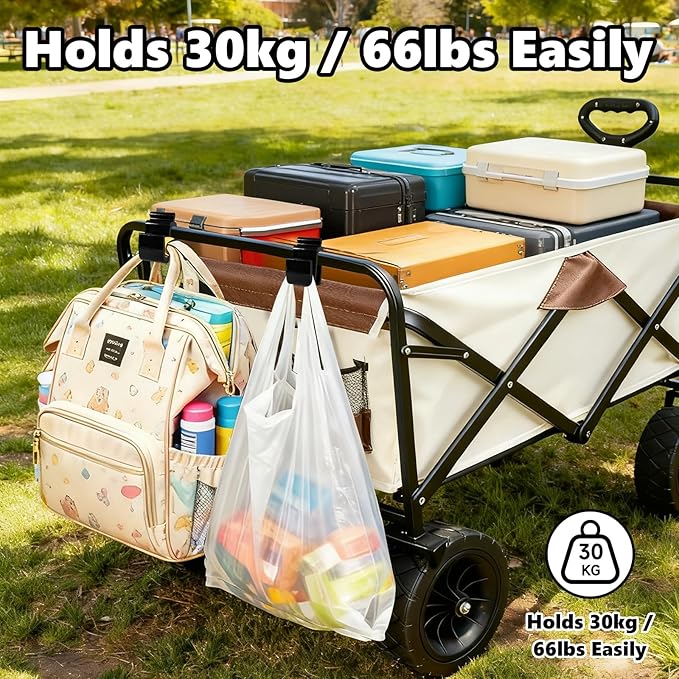 Universal Wagon Accessories, Upgraded Side Hooks with 30kg Load Capacity - Sturdy Stroller Hooks & Space-Saving Travel Organizer for All Wagon Stroller (2PCS)