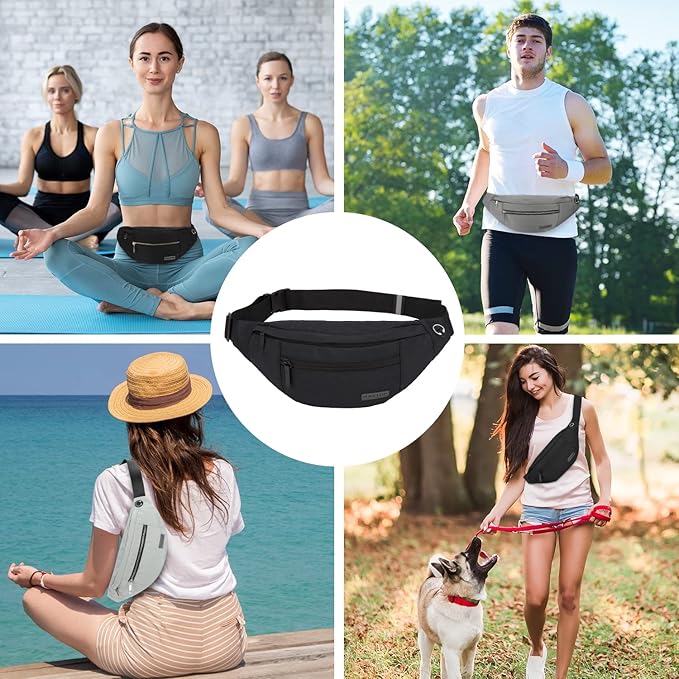 MAXTOP Large Crossbody Fanny Pack with 4-Zipper Pockets, Gifts for Enjoy Sports Festival Workout Traveling Running Casual Hands-Free Wallets Waist Pack Phone Bag Carrying All Phones