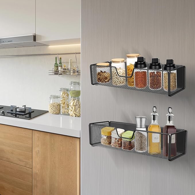 Magnetic Basket Organizer Holder for Fridge Magnetic Shelf Magnetic Storage Bin Box Containers for Refrigerator Whiteboard Classroom Magnetic Organizer