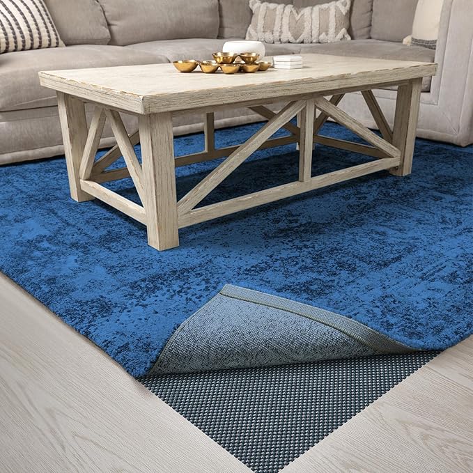 Veken 6x9 Ft Rug Pad Gripper for Hardwood Floors, Non Slip Dark Blue Rug Pads for Area Rugs, Thick Rug Grippers for Tile Floors, Under Carpet Anti Skid Mat, Keep Your Rugs Safe and in Place
