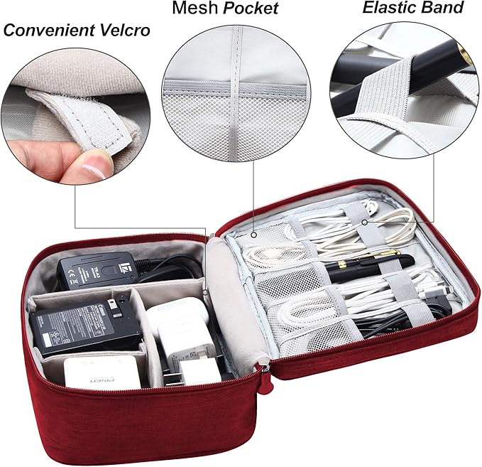 VOCUS Electronics Organizer Travel Cable Organizer Bag for Electronics Accessories, Portable Tech Carrying Large Storage Case for Charger, Cord, Power Bank, Hardware