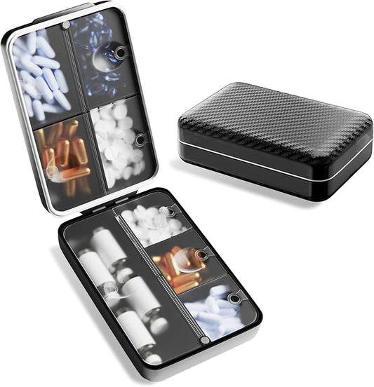 Travel Pill Organizer Box – Moisture Proof Case with Magnetic Closure, Large 8-Compartment Holder for Pills, Vitamins and Supplements, Reliable Medicine Organizer for Daily Use at Home or on The Go