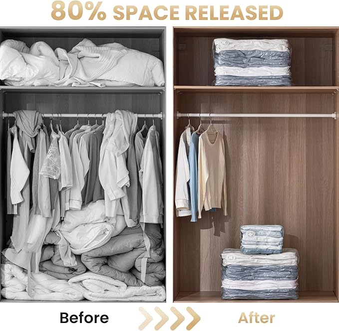 TAILI 6 Pack Vacuum Storage Bags, Cube Space Saver Bags Combo (3 Jumbo +3 Medium), Vacuum Seal Bags for Bedding, Clothing, Comforters, Blankets, Closet Organizer and Storage