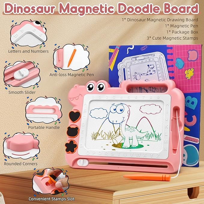 AiTuiTui Magnetic Drawing Board Toddler Toys Gift for Girls Boys, Color Sketch Writing Scribble Doodle Pad Travel Games, Educational Learning Kids Toys for Birthday or Christmas (Pink)