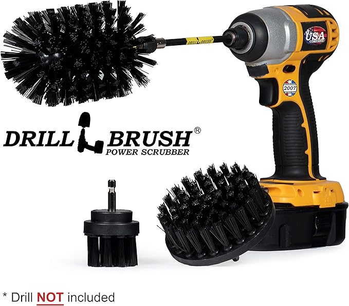 Oil Stain Remover Scrub Brush Attachment for Drill Set - Household Cleaning Tools and Scrub Brushes for Cleaning Grills - Electric Spin Scrubber Cleaning Supplies Set - Industrial Cleaning Products