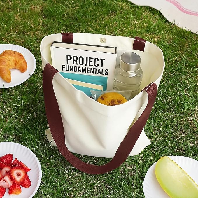 1 Pack Available Premium Canvas Reusable Tote Gift Bags,Made of Natural Canvas with Handle,Work,DIY,Shopping(Brown)