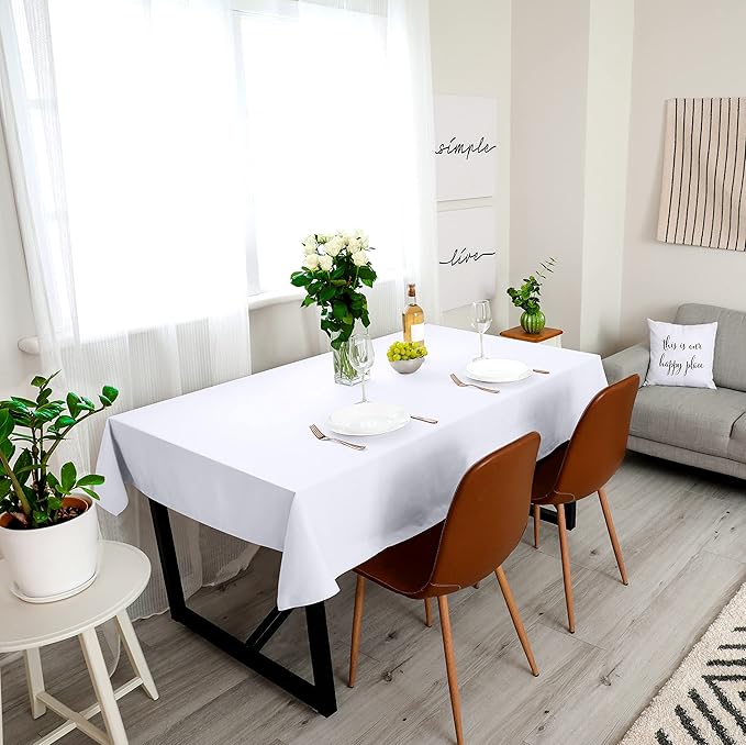 Utopia Kitchen Rectangle Table Cloth 2 Pack (54x78 Inches, White), Machine Washable Polyester Table Cover for Dining, Buffet Parties, Picnics, Events, Weddings and Restaurants