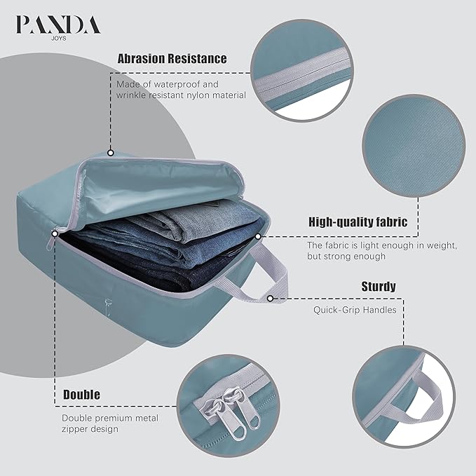 4 Set Compression Packing Cubes Travel - Travel Accessories Expandable Packing Organizers for Carry On - Essentials Luggage Bags - Dark Blue