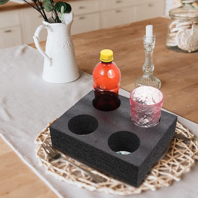 Operitacx Foam Drink Carrier 4 Cup Beverage Fixed Cup Holder Tray for Hot and Cold Drinks Thickened Foam with 4 Compartments for Restaurants Cafes Parties and Outdoor Use