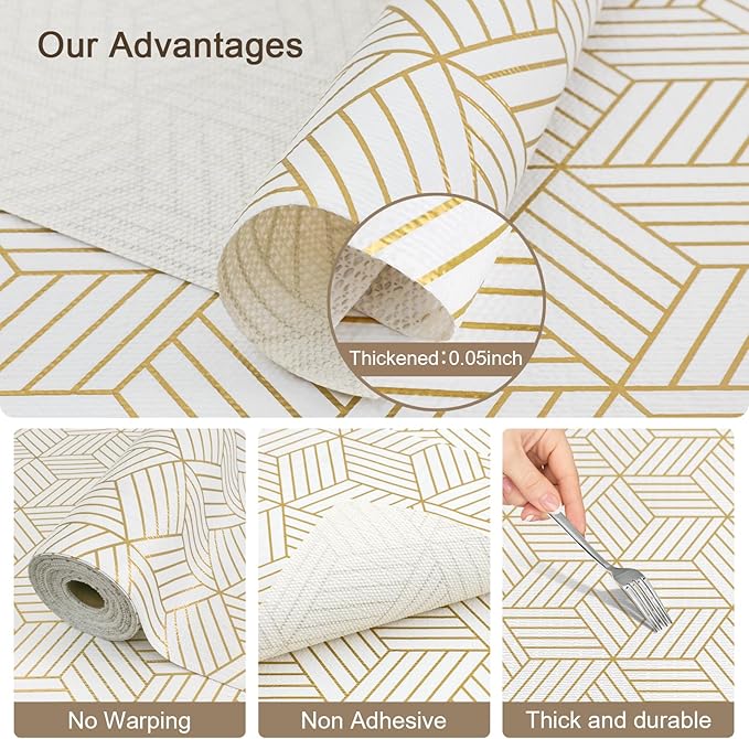 OcePor Non-Adhesive Drawer and Shelf Liner 17.5IN x 30FT，Non-Slip Kitchen Cabinet Liner Non-Adhesive Thick Strong Grip Waterproof Washable