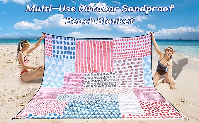 Beach Blanket Waterproof Sandproof Extra Large Beach Mat 79" X 83"/120"x108" for 1-8 Adults Quick Drying Durable Outdoor Picnic Mat for Beach Travel Camping Hiking