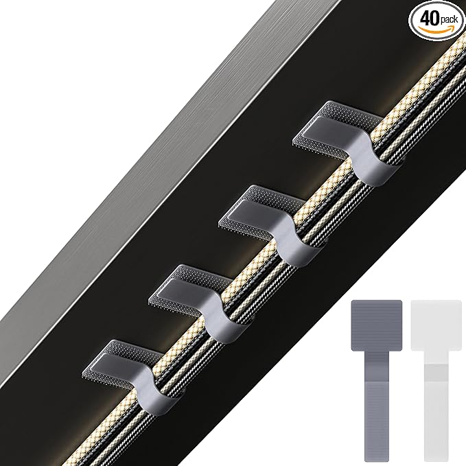 LX IntMfr. Hook and Loop Cable Ties, Self Adhesive Hook and Loop Cable Straps, Sticky-back Cord Organizer, Cable Clip, Household & Office Essentials, 40Pcs per Pack