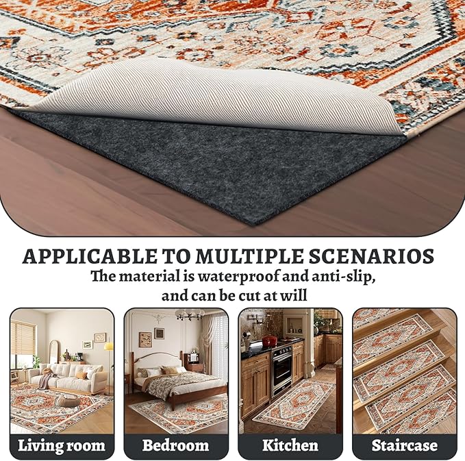 100% Waterproof Rug pad, 2x3 ft Area Rug Non-Slip Rug Pads, Carpet Pads for All Floors and finishes, Felt pad for Hardwood Floors, Keep Carpets in Place Soft and Secure